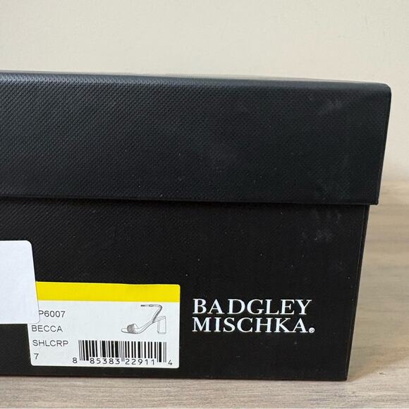 New! Badgley Mishka Becca Strappy Block Heel‎ Rhinestone Bridal Prom Size 7 - Picture 4 of 7